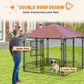 Load image into Gallery viewer, PawHut 4.6' x 4.6' x 5' Dog Kennel Outdoor with Waterproof Cover, Dog Playpen for Small and Medium-Sized Dogs with Two Part Door Design, Brown