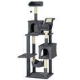 Load image into Gallery viewer, 177cm Cat Tree for Indoor Cats, Mult-level Kitten Climbing Tower, with Scratching Posts, Two Cat Houses, Perches, Toy Ball - Dark Grey