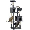 Load image into Gallery viewer, 177cm Cat Tree for Indoor Cats, Mult-level Kitten Climbing Tower, with Scratching Posts, Two Cat Houses, Perches, Toy Ball - Dark Grey
