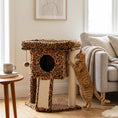 Charger l'image dans la visionneuse de la galerie, Cat Tree, Small Cat Tower with Perch, Scratching Post, Pet Condo, Toy Ball for Kitty, Indoor Use, Leopard Print