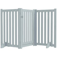Load image into Gallery viewer, 31.5"H Foldable Dog Gate with Door, 3 Panels Freestanding Pet Gate Barriers Indoor with Support Feet, Puppy Fence for Small Medium Dogs, Grey