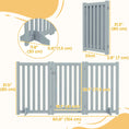 Load image into Gallery viewer, 31.5"H Foldable Dog Gate with Door, 3 Panels Freestanding Pet Gate Barriers Indoor with Support Feet, Puppy Fence for Small Medium Dogs, Grey