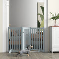 Load image into Gallery viewer, 31.5"H Foldable Dog Gate with Door, 3 Panels Freestanding Pet Gate Barriers Indoor with Support Feet, Puppy Fence for Small Medium Dogs, Grey