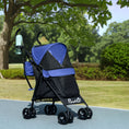 Load image into Gallery viewer, Pet stroller for Miniature Dogs, Foldable Dog Stroller with Shoulder Strap, 4 Wheels Pet Pram with Storage Bag, Cup Holder, Dark Blue