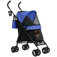 Load image into Gallery viewer, Pet stroller for Miniature Dogs, Foldable Dog Stroller with Shoulder Strap, 4 Wheels Pet Pram with Storage Bag, Cup Holder, Dark Blue