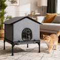 Load image into Gallery viewer, Outdoor Cat House, Waterproof Insulated Cat Kennel with Elevated Base, Cushion, Foldable Feral Kitty Shelter for Indoor Outdoor Kittens, Grey