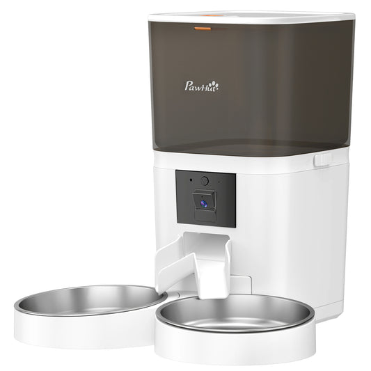 Automatic Cat Feeder for 2 Cats with HD Camera, 2.4G & 5G WiFi, Smart APP Control 6L Pet Food Dispenser 1-10 Meals, Detachable Clean, 10s Meal Call Back, Dual Power Supply