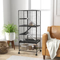 Load image into Gallery viewer, Ferret Cage Rolling Small Animal Cage 4 Levels Pet Cage 136cm Height for Chinchillas, Squirrels with 3 Doors, Storage Shelf, Tray, Bowl, Water Bottle, Ramps - Charcoal Grey
