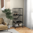 Load image into Gallery viewer, Ferret Cage Rolling Small Animal Cage 4 Levels Pet Cage 136cm Height for Chinchillas, Squirrels with 3 Doors, Storage Shelf, Tray, Bowl, Water Bottle, Ramps - Charcoal Grey
