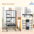 Load image into Gallery viewer, Ferret Cage Rolling Small Animal Cage 4 Levels Pet Cage 136cm Height for Chinchillas, Squirrels with 3 Doors, Storage Shelf, Tray, Bowl, Water Bottle, Ramps - Charcoal Grey
