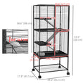Load image into Gallery viewer, Small Animal Cage with Wheels, Pet Playpen for Rat, Kitten, Ferrets, Chinchillas with Bottom Storage Shelf, Removable Tray, Ramp, 24.2" x 17.9" x 53.5", Dark Grey
