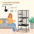 Load image into Gallery viewer, Ferret Cage Rolling Small Animal Cage 4 Levels Pet Cage 136cm Height for Chinchillas, Squirrels with 3 Doors, Storage Shelf, Tray, Bowl, Water Bottle, Ramps - Charcoal Grey
