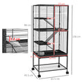 Load image into Gallery viewer, Ferret Cage Rolling Small Animal Cage 4 Levels Pet Cage 136cm Height for Chinchillas, Squirrels with 3 Doors, Storage Shelf, Tray, Bowl, Water Bottle, Ramps - Charcoal Grey
