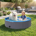 Load image into Gallery viewer, Foldable Dog Pool for Puppies and Ducks, Thickened PVC Dog Paddling Pool Bath Tub Hard Board, Anti-Slip Bottom and Hose Adapter for Easy Drainage, 120 x 30cm, Dark Grey and Blue
