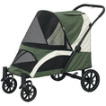 Load image into Gallery viewer, Dog Stroller, Easy Folding Pet Stroller for Large Dogs, Puppy Pram Pet Pushchair with 4 Big Wheels, Shock-Absorbing Frame, Safety Leashes, Brakes, Dark Green
