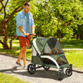 Load image into Gallery viewer, Dog Stroller, Easy Folding Pet Stroller for Large Dogs, Puppy Pram Pet Pushchair with 4 Big Wheels, Shock-Absorbing Frame, Safety Leashes, Brakes, Dark Green
