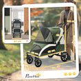 Load image into Gallery viewer, Dog Stroller, Easy Folding Pet Stroller for Large Dogs, Puppy Pram Pet Pushchair with 4 Big Wheels, Shock-Absorbing Frame, Safety Leashes, Brakes, Dark Green
