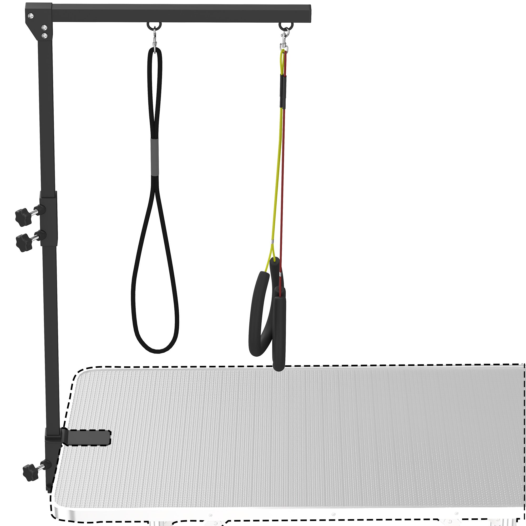 Dog Grooming Arm with Clamp, Adjustable Foldable Dog Grooming with 2 Loop Noose for Small and Medium Breeds, 18.9" -32.3", Black
