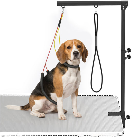 Dog Grooming Arm with Clamp, Adjustable Foldable Dog Grooming with 2 Loop Noose for Small and Medium Breeds, 18.9" -32.3", Black