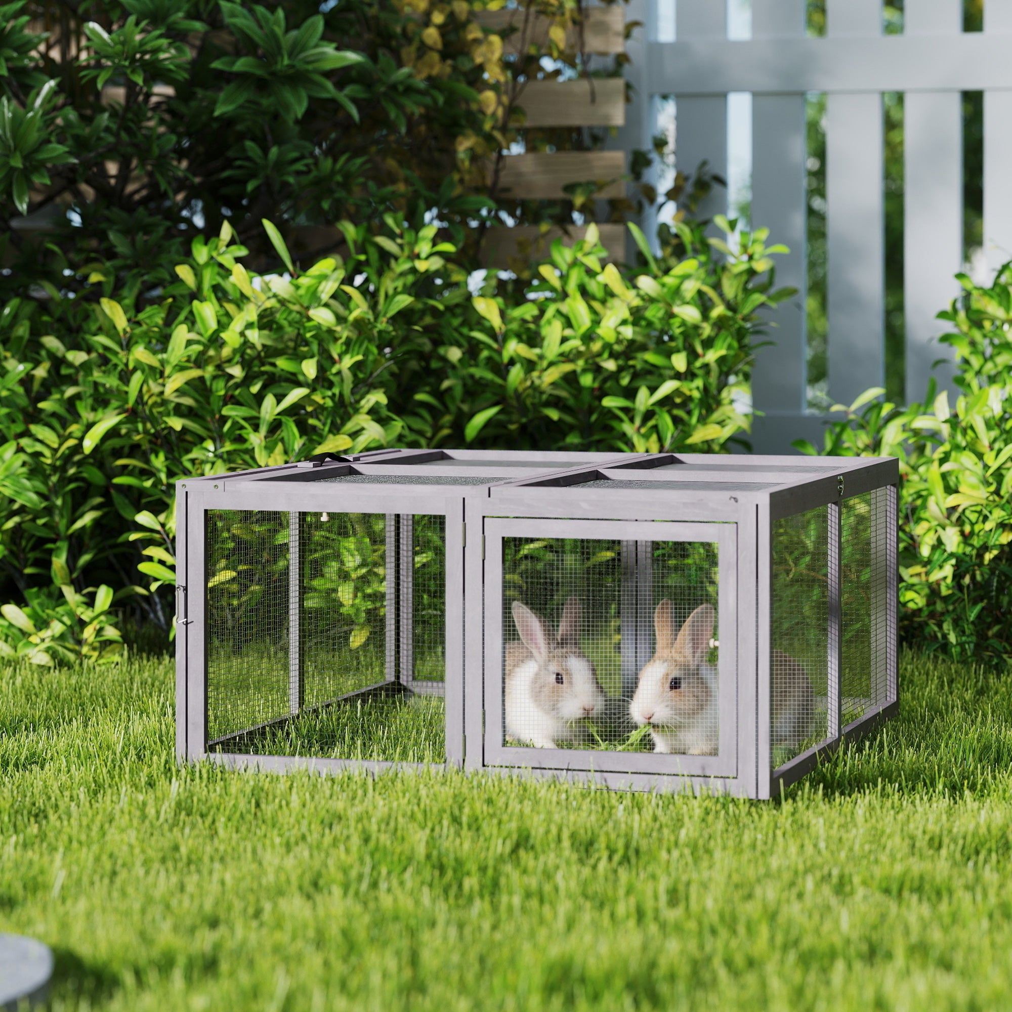 PawHut Foldable Rabbit Run with Openable Top & Carry Handle 110 x 105 x ...