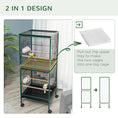 Load image into Gallery viewer, 55.1" 2 In 1 Bird Cage Aviary Parakeet House for finches, budgies with Wheels, Slide-out Trays, Wood Perch, Food Containers, Green
