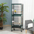 Load image into Gallery viewer, 55.1" 2 In 1 Bird Cage Aviary Parakeet House for finches, budgies with Wheels, Slide-out Trays, Wood Perch, Food Containers, Green
