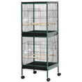 Load image into Gallery viewer, 55.1" 2 In 1 Bird Cage Aviary Parakeet House for finches, budgies with Wheels, Slide-out Trays, Wood Perch, Food Containers, Green

