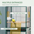 Load image into Gallery viewer, 55.1" 2 In 1 Bird Cage Aviary Parakeet House for finches, budgies with Wheels, Slide-out Trays, Wood Perch, Food Containers, Green
