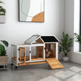 Load image into Gallery viewer, Wooden Rabbit Hutch with Wheels, Guinea Pig Cage, Small Animal House for Outdoor & Indoor with Slide-out Tray, 108 x 58 x 73.5cm, Yellow
