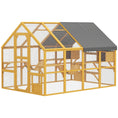 Load image into Gallery viewer, Catio Outdoor Cat Enclosure, Large Wooden Cat House for Multiple Kittens with Waterproof Cover, Walk in Kitty Cage with 2 Condos, 6 Platforms, Bridge, Doors, 74"H, Yellow
