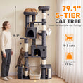 Load image into Gallery viewer, Extra Large Cat Tree Tower with Dual Baseboard, 79-Inch Heavy Duty Cat Tree for Indoor Large Adult Big Kittens with 5 Scratching Posts, 2 Condos, 2 Top Perches, Hammock, Self-Grooming Brush
