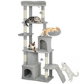 Load image into Gallery viewer, Cat Tree, 67" Large Cat Tower for Indoor Kittens Multi-Level with 7 Scratching Posts, Tunnel, 2 Plush Condos, Hammock, Perch, Ramp, Pompoms, Light Grey
