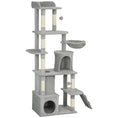 Load image into Gallery viewer, Cat Tree, 67" Large Cat Tower for Indoor Kittens Multi-Level with 7 Scratching Posts, Tunnel, 2 Plush Condos, Hammock, Perch, Ramp, Pompoms, Light Grey
