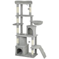 Load image into Gallery viewer, Cat Tree, 67" Large Cat Tower for Indoor Kittens Multi-Level with 7 Scratching Posts, Tunnel, 2 Plush Condos, Hammock, Perch, Ramp, Pompoms, Light Grey
