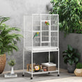 Load image into Gallery viewer, Large Bird Cage Budgie Cage with Stand, Storage Shelf, Wood Perch for Parrot Canary Parakeet Cockatiels, 81 x 48 x 162.5 cm, White
