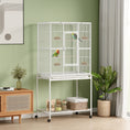 Load image into Gallery viewer, Large Bird Cage Budgie Cage with Stand, Storage Shelf, Wood Perch for Parrot Canary Parakeet Cockatiels, 81 x 48 x 162.5 cm, White
