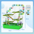 Load image into Gallery viewer, 5 Tier Hamster Cage, Gerbil Cage with Tube, Water Bottle, Exercise Wheel, Food Dish, 59L x 36W x 69H cm - Green
