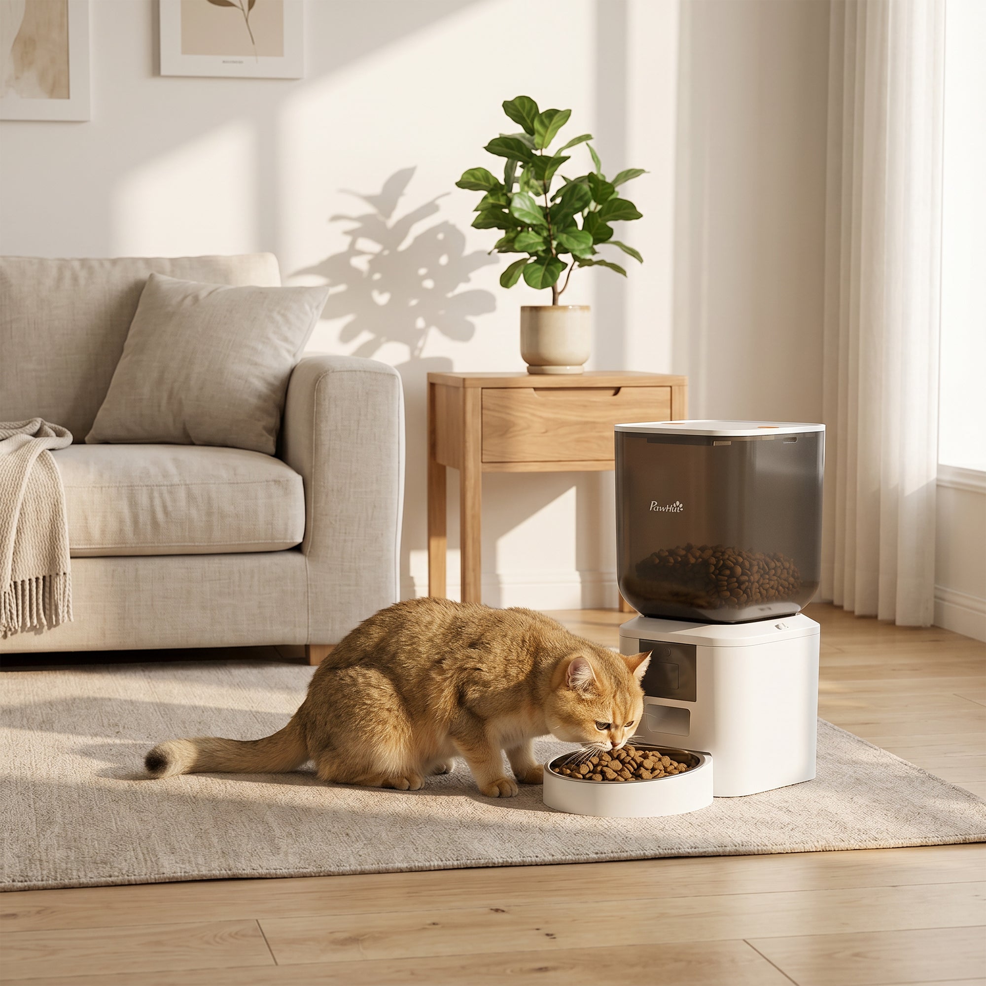 Automatic Cat Feeder, 2.4G WiFi, Smart APP Control 8L Extra Large Pet Feeder Dispenser 1-10 Meals with 10s Meal Call Back, Anti-Clogging, Dual Power Supply, Detachable Clean