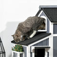 Load image into Gallery viewer, PawHut Outdoor Cat House with Weather-resistant Roof & Garden Bed, Outdoor Cat Shelter Enclosure with Multiple Entrances, Modern Cat Furniture Hideout, Cat Gifts, Gray
