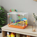Charger l'image dans la visionneuse de la galerie, 18"L Hamster Cage, Small Animal House, 2-Level Rat Gerbil Haven with Tunnel Tube System, Exercise Wheel, Water Bottle, Food Dish, Ramp, Orange
