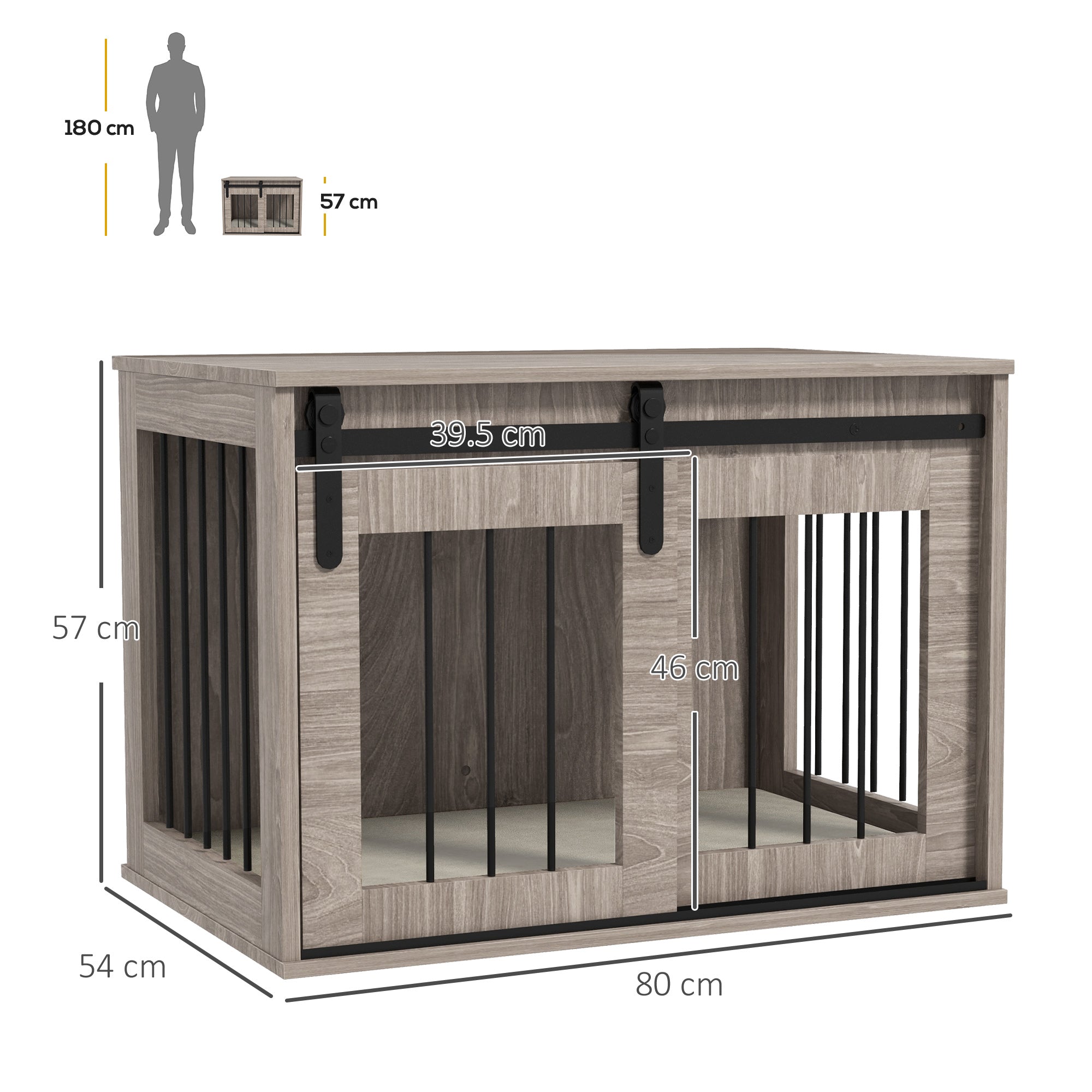 Dog Crate Furniture, Dog House Furniture Style for Medium Breeds, Pet Kennel with Removable Cushion for Indoor Use, 80 x 54 x 57cm, Brown