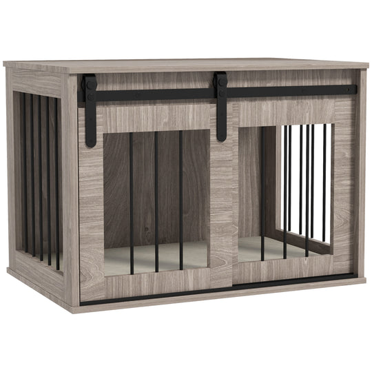Dog Crate Furniture, Dog House Furniture Style for Medium Breeds, Pet Kennel with Removable Cushion for Indoor Use, 80 x 54 x 57cm, Brown