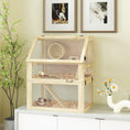 Load image into Gallery viewer, PawHut Wooden Hamster Cage, 3 Tier Small Animal Cage with Detachable 12.6" Deep Bottom, Hut, Seesaw, Exercise Wheel, Ramps, Hamster Habitat for Dwarf, Gerbil, 24" x 16" x 29.5"
