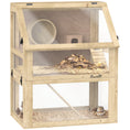 Load image into Gallery viewer, PawHut Wooden Hamster Cage, 3 Tier Small Animal Cage with Detachable 12.6" Deep Bottom, Hut, Seesaw, Exercise Wheel, Ramps, Hamster Habitat for Dwarf, Gerbil, 24" x 16" x 29.5"
