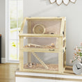 Load image into Gallery viewer, PawHut Wooden Hamster Cage, 3 Tier Small Animal Cage with Detachable 12.6" Deep Bottom, Hut, Seesaw, Exercise Wheel, Ramps, Hamster Habitat for Dwarf, Gerbil, 24" x 16" x 29.5"
