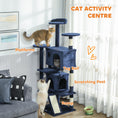Charger l'image dans la visionneuse de la galerie, 63" Cat Tree, Cat Tower for Indoor Cats with Scratching Posts, Cat Condos, Bed, Platforms, Ramp, Toy Ball, Cat Activity Center, Dark Blue
