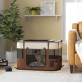 Load image into Gallery viewer, Dog Pen, Pet Playpen, Portable Foldable Dog Cat Playpen Soft Pet Cage with Storage Bag for Puppies, Rabbits, Kittens, Guinea Pigs, 84 x 64 x 53cm - Brown

