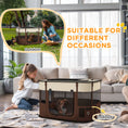 Load image into Gallery viewer, Dog Pen, Pet Playpen, Portable Foldable Dog Cat Playpen Soft Pet Cage with Storage Bag for Puppies, Rabbits, Kittens, Guinea Pigs, 84 x 64 x 53cm - Brown
