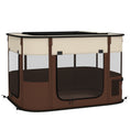Load image into Gallery viewer, Dog Pen, Pet Playpen, Portable Foldable Dog Cat Playpen Soft Pet Cage with Storage Bag for Puppies, Rabbits, Kittens, Guinea Pigs, 84 x 64 x 53cm - Brown
