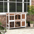 Load image into Gallery viewer, Rabbit Hutch Outdoor Guinea Pig Hutch 2 Tier Wooden Cage w/ Ramp, Divider, Openable Roof, 125 x 48 x 100cm - Brown
